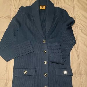 Tory Burch Navy Long Cardigan